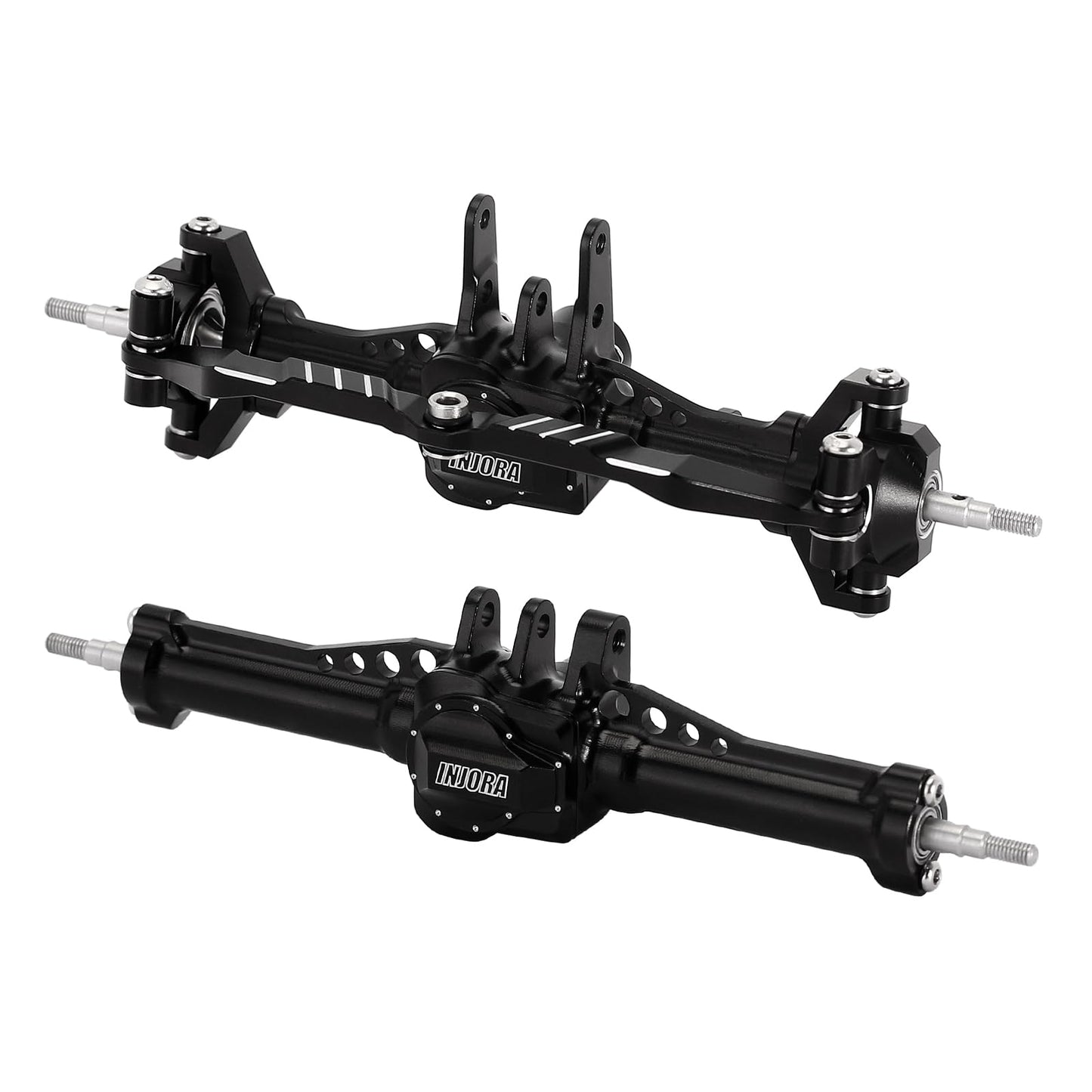 INJORA Front&Rear Axles Set - +4mm Extended Aluminum Complete Axles for TRX4M Upgrade 1/18 RC Crawler Car