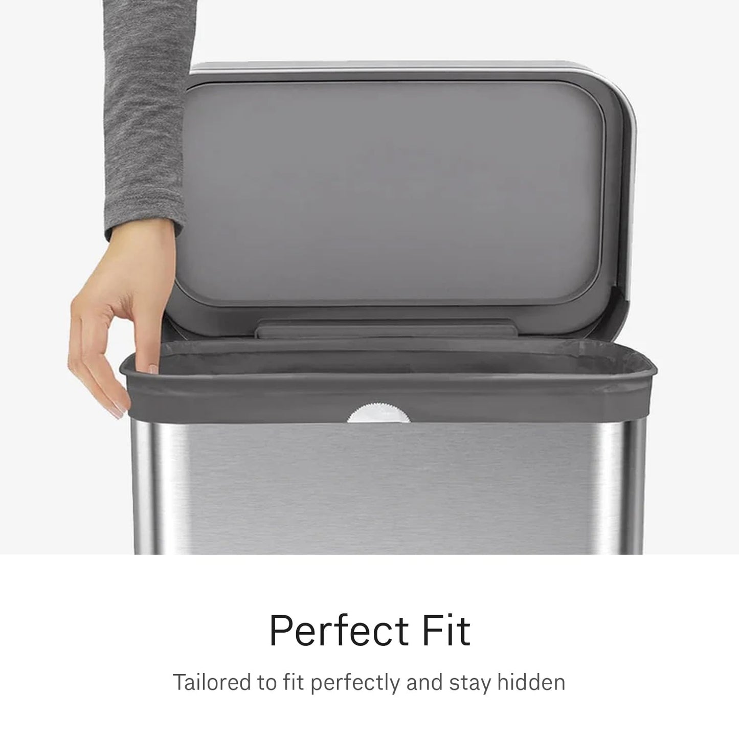 simplehuman Code Q 100 Count Odorsorb® Custom Fit Liners, Drawstring Odor Absorbing Trash Bags, One-by-One Mess-Free Dispense, Extra Thick & Double Seamed, 50% PCR Plastic, 50-65 Liter / 13-17 Gallon