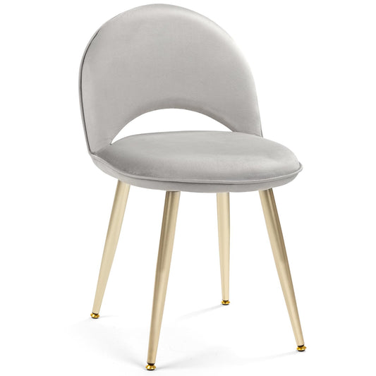 2BYF Home Sherpa Vanity Chair with Adjustable Backrest - Ergonomic Makeup Stool for Bedroom, Soft Upholstered Desk Chair for Home Office, Gold Metal Legs, Modern Seating for Small Spaces Gray