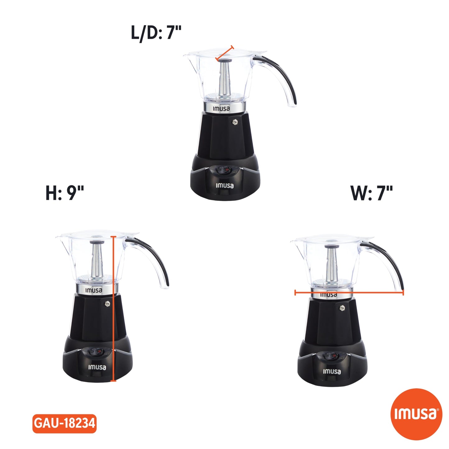 IMUSA 6 or 3 Cup Electric Espresso Maker Black Coffee Machine for Cuban Coffee, Moka and Espresso Drinks