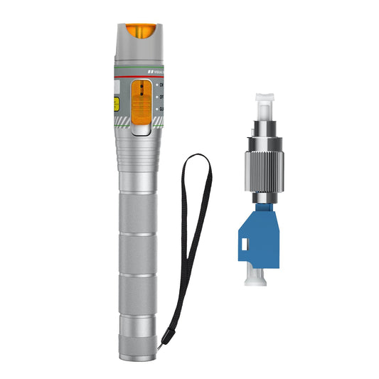 Fiber Optic Visual Fault Locator 50KM with FC/LC Adapter Kit, VFL Include Single Mode 9/125um FC Male to LC Female Connector, Fiber Light Pen for CATV Telecommunications Engineering Maintenance