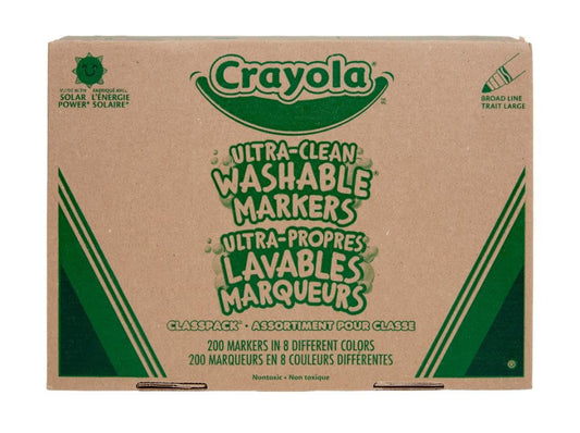 Crayola Broad Line Washable Markers - 200ct (8 Colors), Kids Bulk Classroom Art Markers for School, Back to School Essentials, Teacher Classroom Must Haves