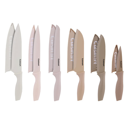 Cuisinart Advantage 12-Piece Kitchen Knife Set, Professional-Quality Nonstick Coated Stainless Steel Knives with Covers, Nonstick Color Coating for Easy Slicing, Ergonomic Handles, G1022-12P