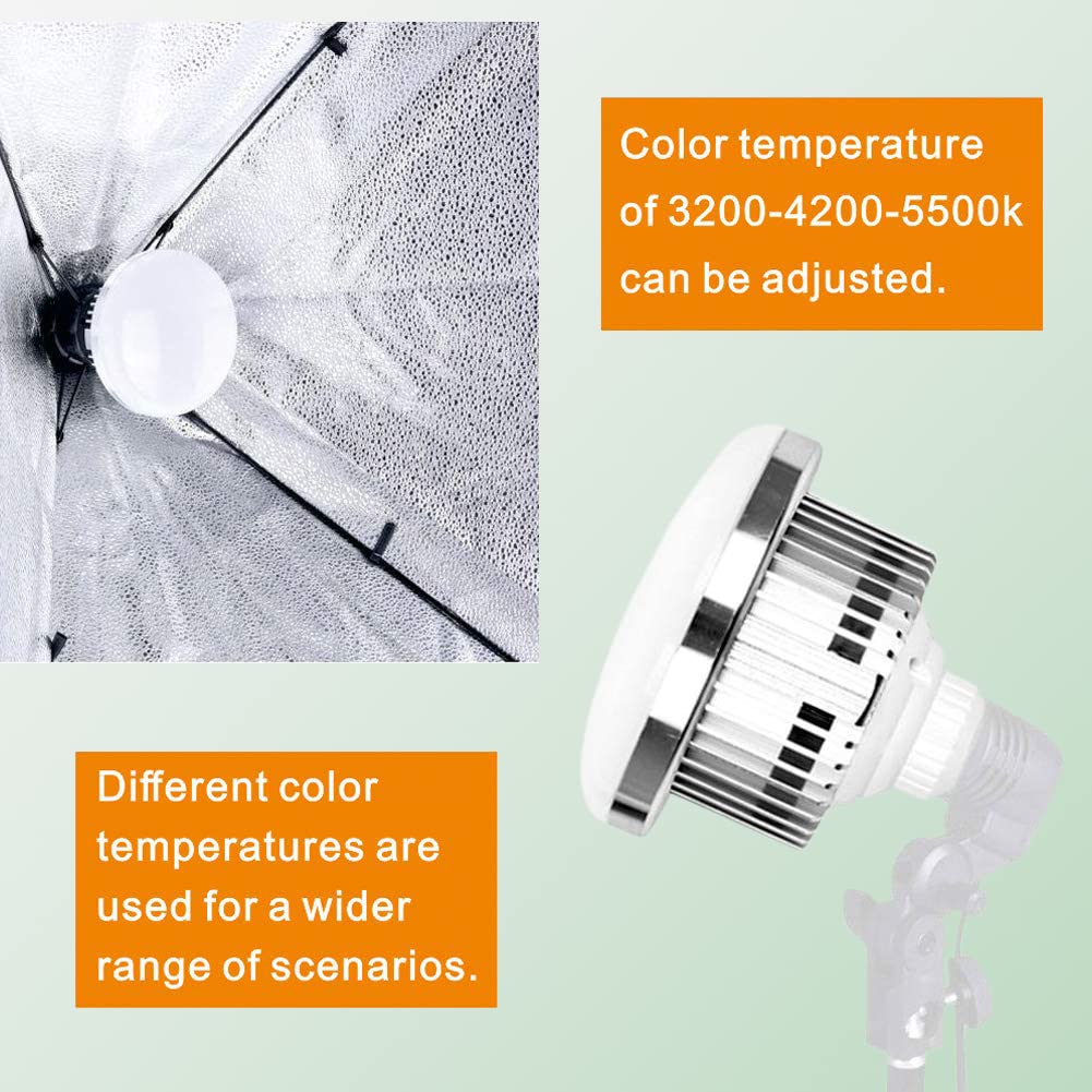 2Pack 135W Photography Light Bulb Dimmable Tricolor LED Bulbs 2700-6400K Colour Temperatures Softbox Bulb in E27 Socket for Photography Photo Video Studio Lighting
