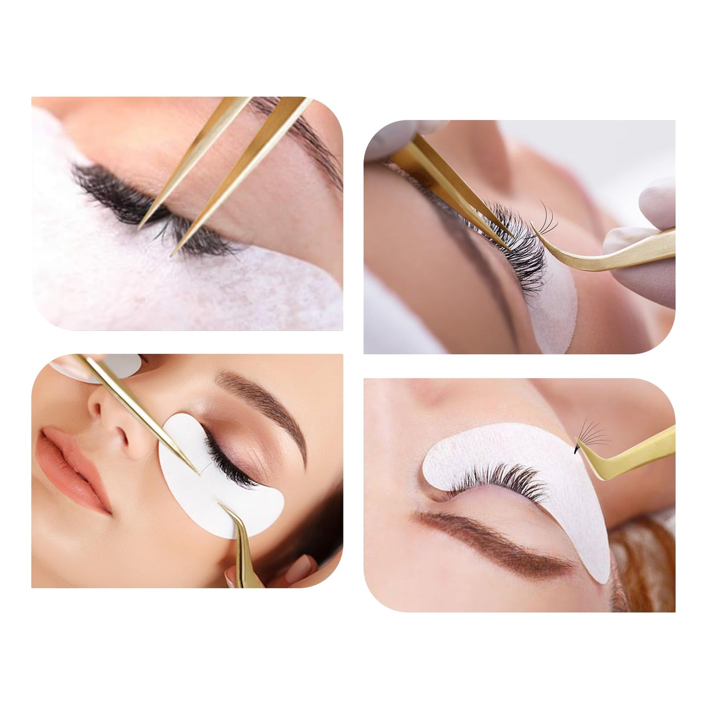 NAGARAKU 5 PCS Tweezers for Eyelash Extensions Straight and Curved Precision Professional Volume Easy Fanning lash Precise Point with Storage Case Bag