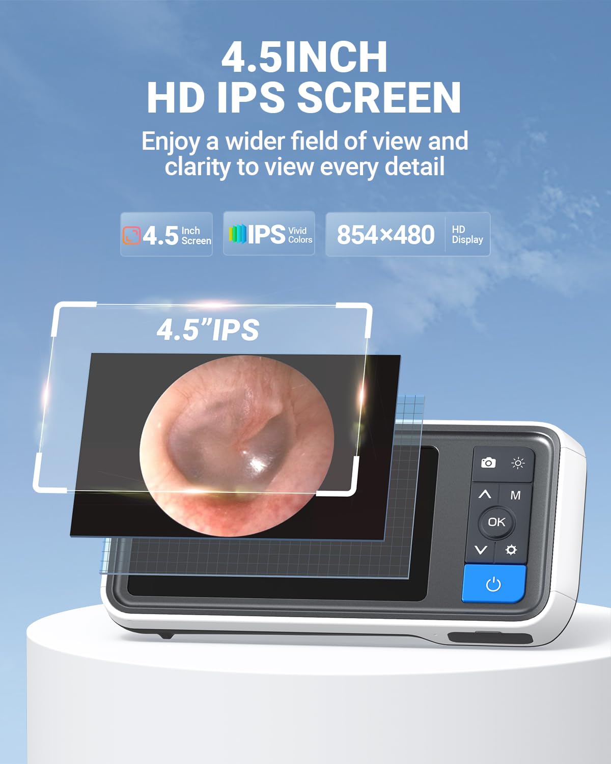 ScopeAround Otoscope Ear Camera with 4.5" IPS Screen, 1920x1080 FHD Smart Visual Ear Wax Removal Tool Camera Kit, 32GB Card Ear Scope Otoscope with Light, Plug & Play at Home Ear Infection Detector