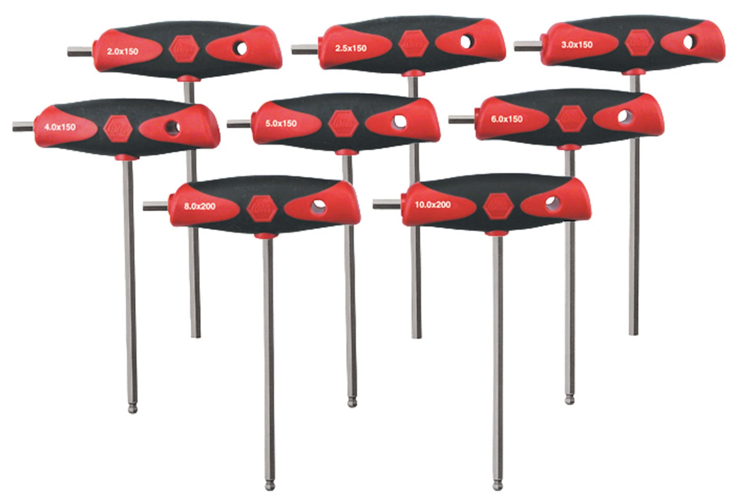Wiha 54079 8 Piece SoftGrip Dual Drive Hex Metric T-Handle Tray Set