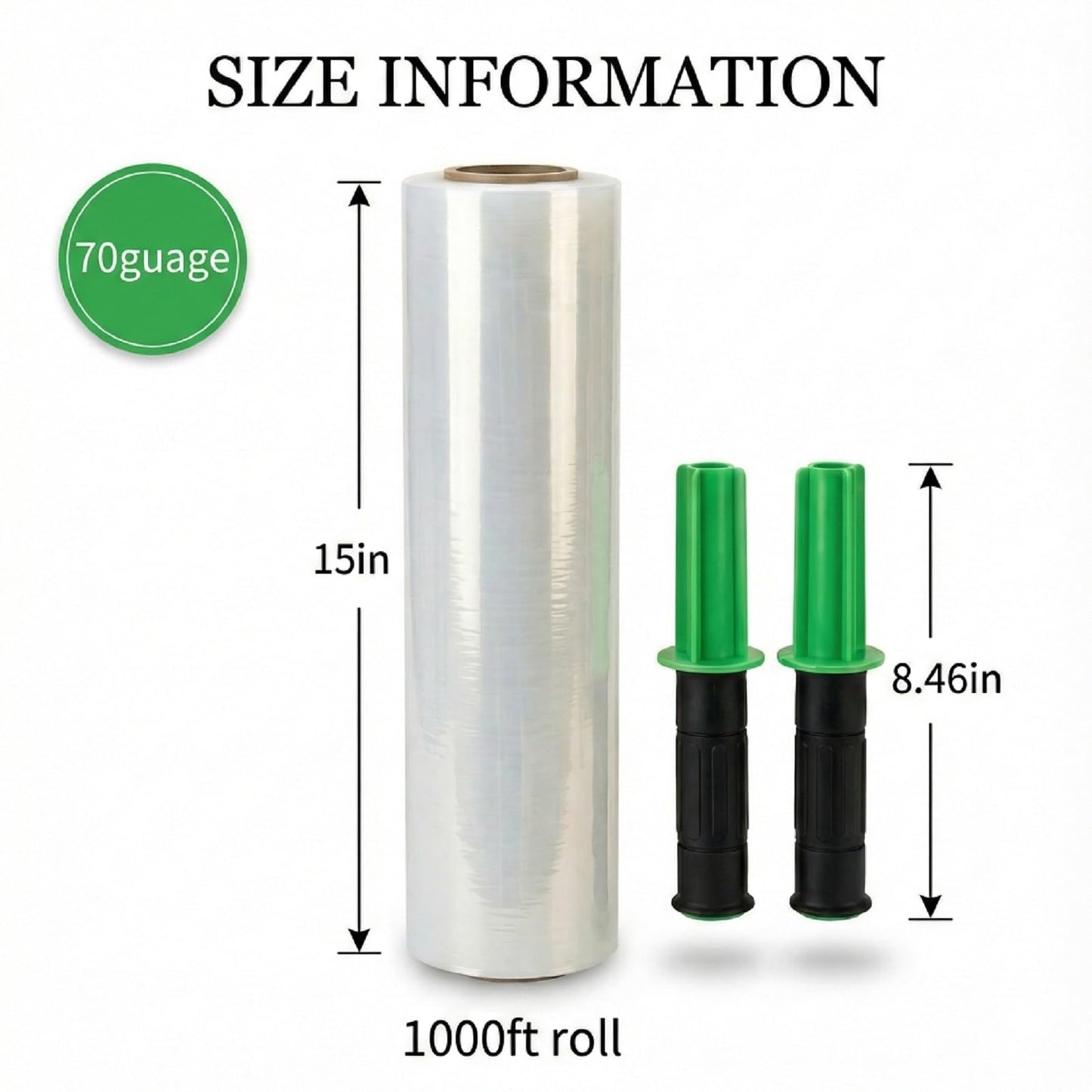 Stretch Film Wrap for Moving, 3 Pack 15 Inch x 1000ft 70 Gauge, Plastic Wrap for Moving with Handle, Packing, Shipping, Pallet & Furniture Protection