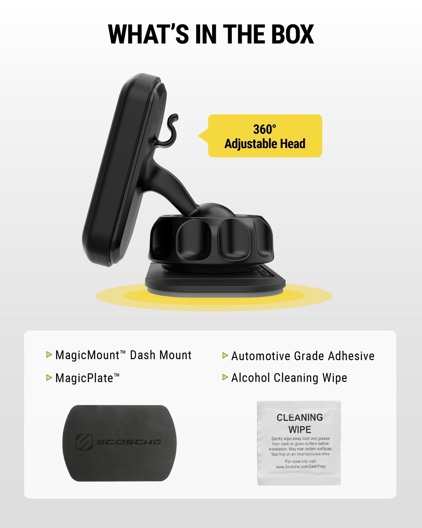 Scosche MAGDM-10KFLT MagicMount Magnetic Car Phone Mount for Dashboard, 360° Adjustable Magnet Head, Universal Cell Phone Holder for Car Compatible with iPhone Samsung & All Devices (Pack of 10)