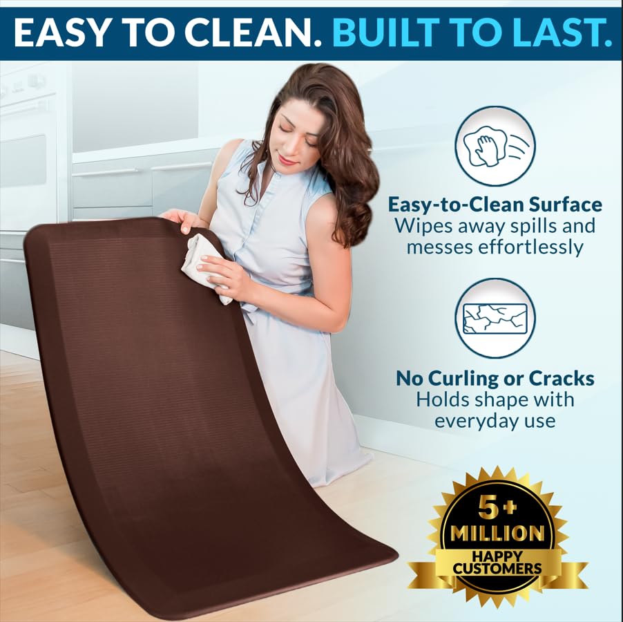 ComfiLife Anti Fatigue Floor Mat – 3/4 Inch Thick Kitchen Mats for Floor, Standing Desk Mat, Kitchen Rug – Comfort at Home, Office – Durable – Stain Resistant – Non-Slip Bottom (20" x 39", Brown)