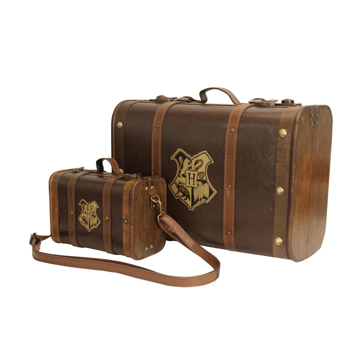 Harry Potter Hogwarts School Trunk - Mini 9” Collectible Storage Case with Hogwarts Crest - Official Wizarding World Prop Replica & Decorative Keepsake Box - Desktop Organizer