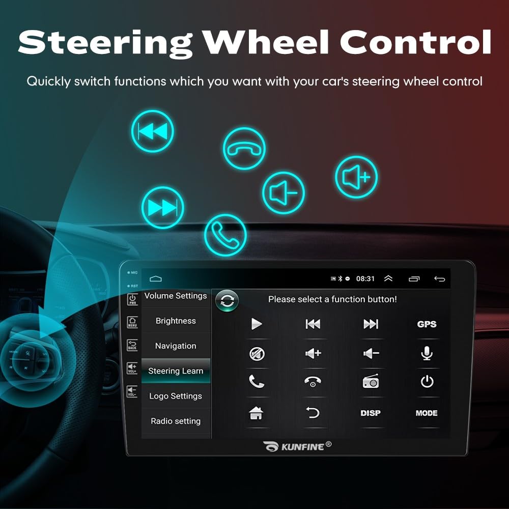 KUNFINE Android Autoradio Car Navigation Stereo GPS Radio 10" IPS Touch Screen Pad BT WiFi Headunit Tablet for Honda Civic 2004-2011 if Applicable Quad Core 1G+16G