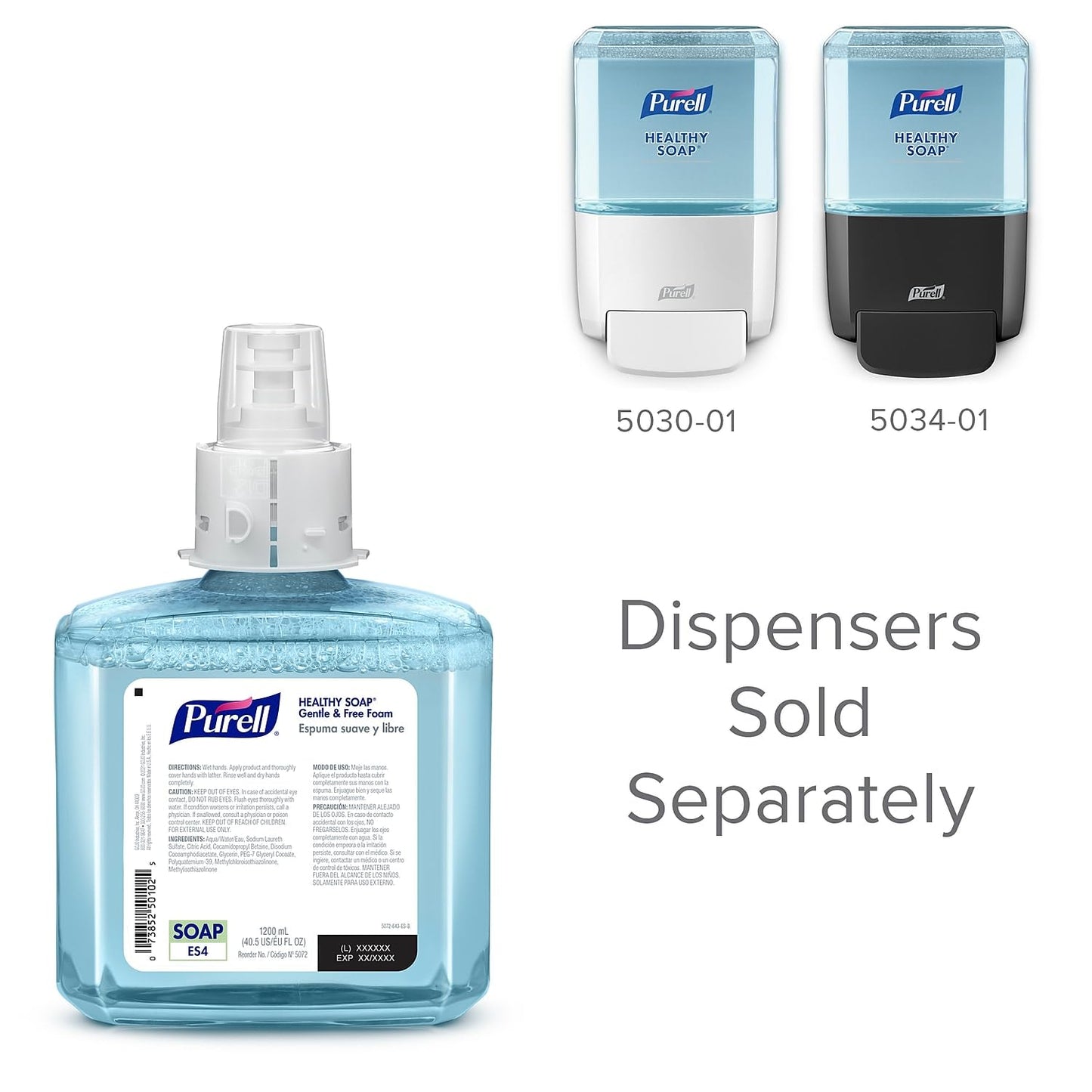 PURELL 507202 Healthcare HEALTHY SOAP Gentle and Free Foam, 1200 mL, for ES4 Dispensers, 2/CT
