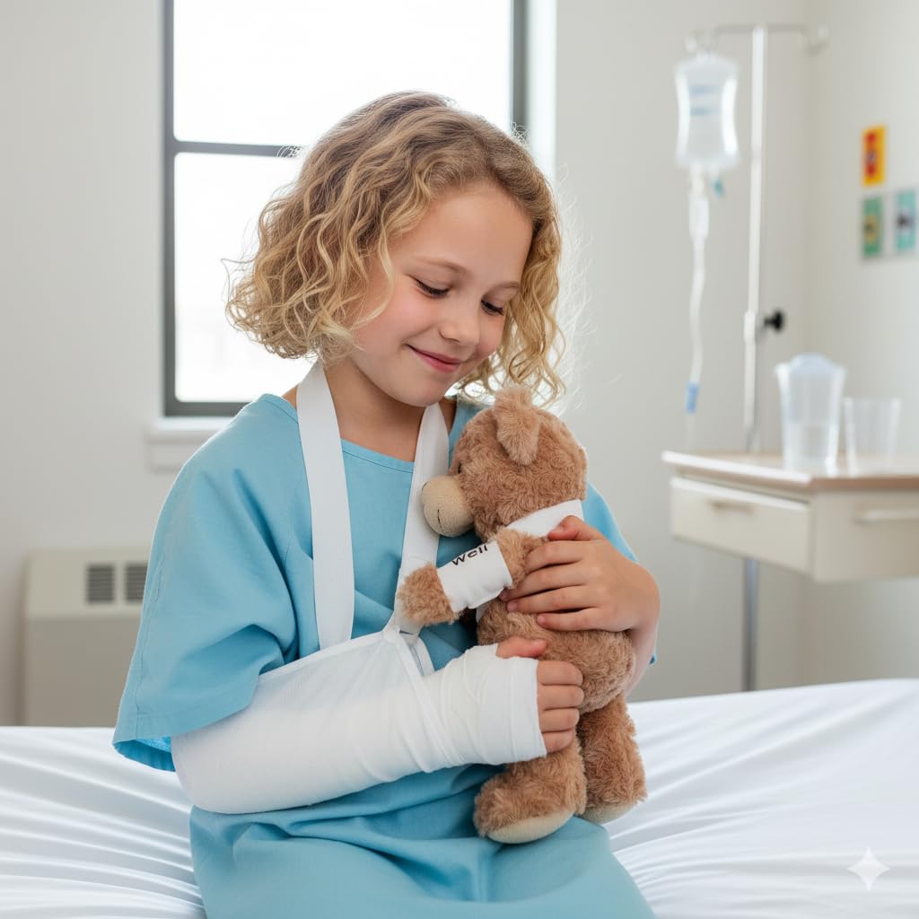 Jolitee Broken Arm Bear Gifts for Kids Teddy Broken Arm Bear Get Well Stuffed Animal Teddy Bear Gifts for Kids with Broken Arm Adult for Left or Right Arm Cast Sling 10.5 inches