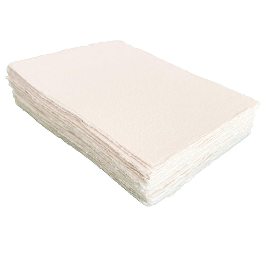 Bitskit 300 GSM Deckle Edge Cotton Paper - Soft, Textured Handmade Sheets for Invitations, Art Prints, Stationery, and DIY Crafting (Pack of 25) (6 x 8 inch)