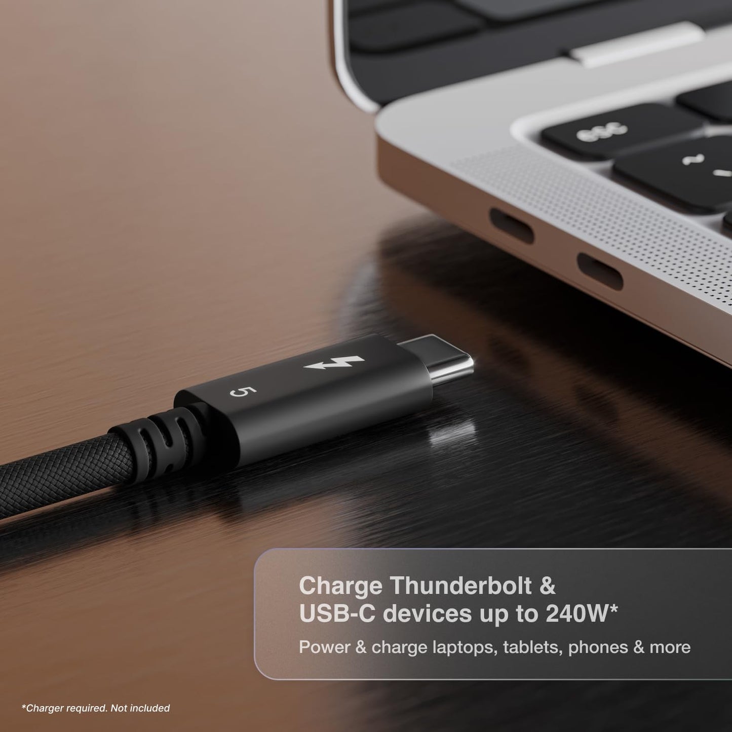 CalDigit Thunderbolt 5 Pro Braided Cable - 120Gbps 240W Power Delivery, Compatible with Thunderbolt 3, 4, USB4 Type C, MacBook Pro, iMac, iPhone 16 Max, Black (1m/3.28ft/39.37 Inches)