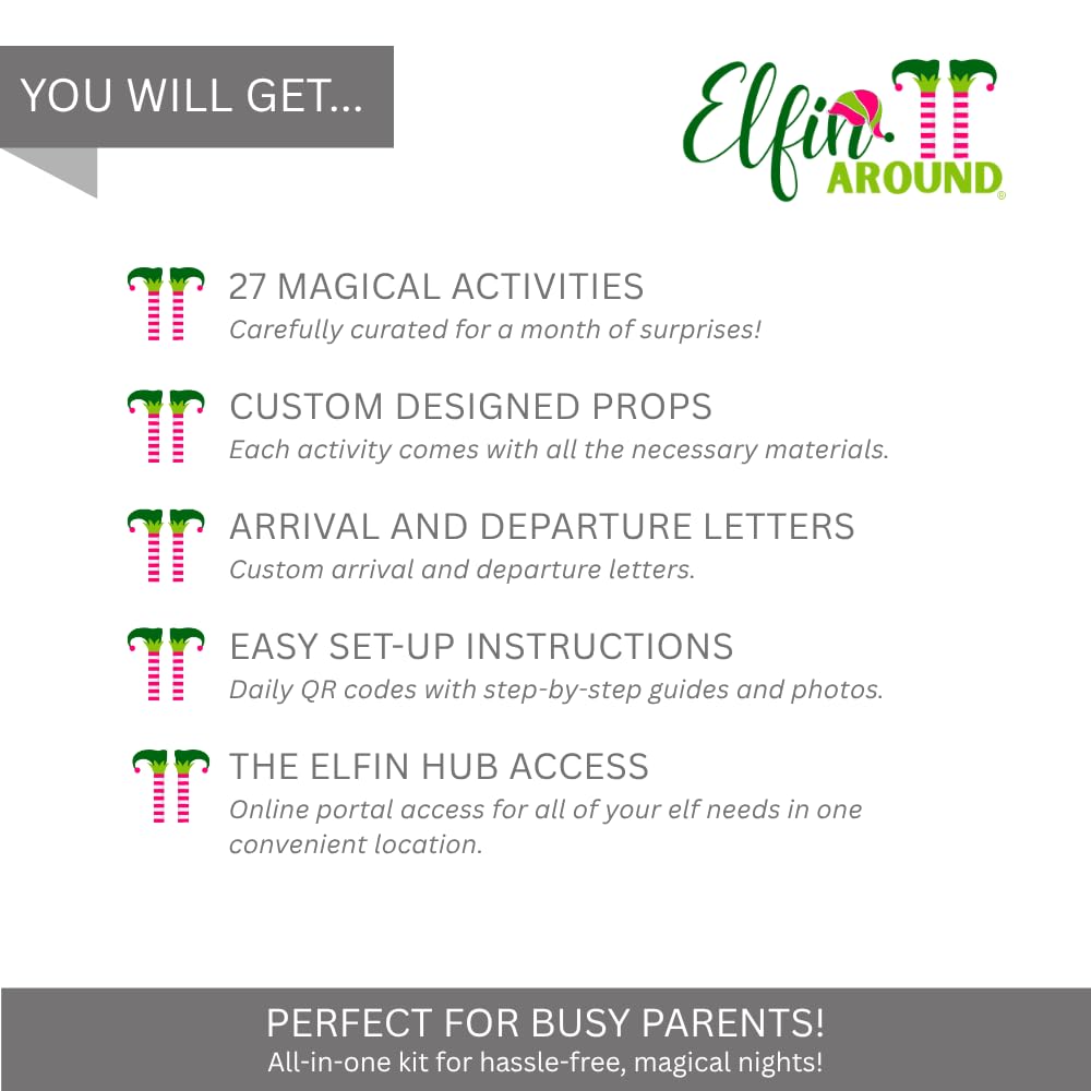 Elf on The Shelf Accessories - Christmas Activity Elf Kit - 27 Days of Fun - Over 130+ Fun Props and Clothes - Comes with an Elf Arrival Letter - Christmas Crafts for Kids - A Fun Countdown Tradition