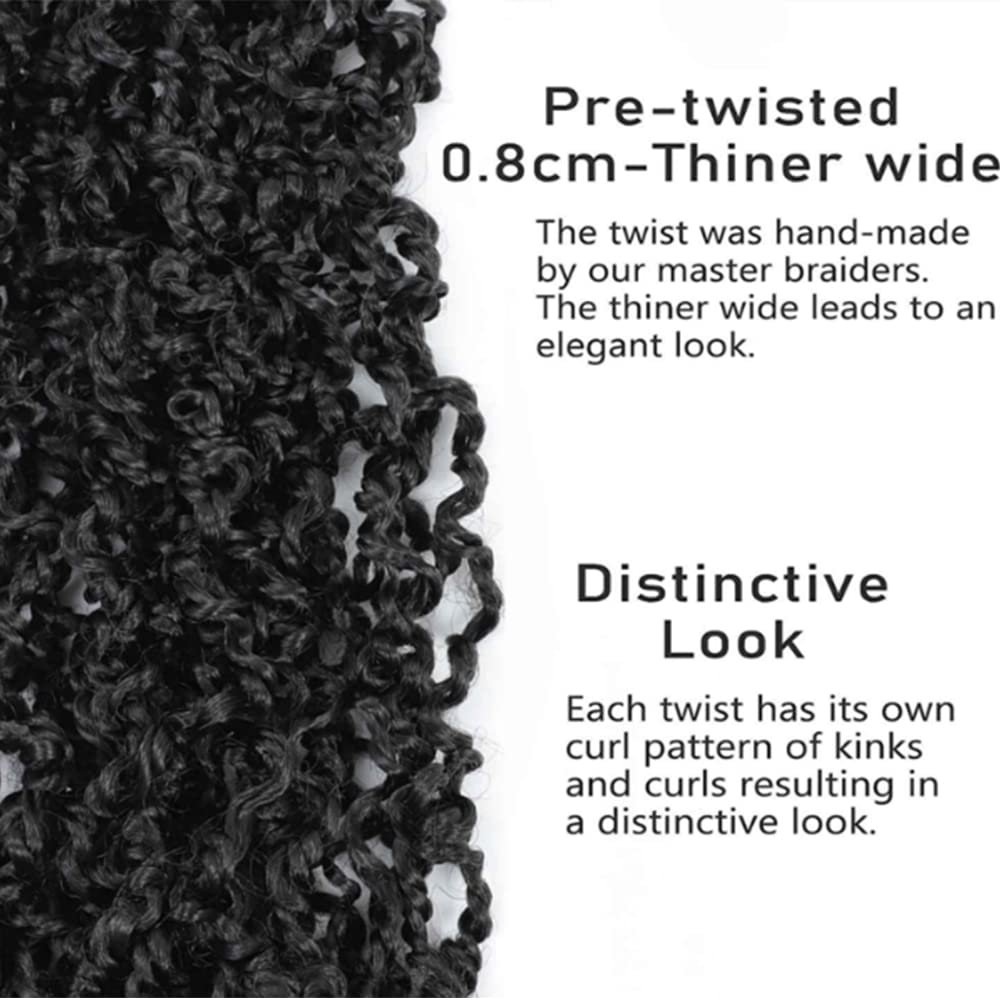 Boho Passion Twist Crochet Hair 20" - 8 Packs Black Pre Twisted Mini Yanky Twist Curly Senegalese Dreadlocks Extensions Pre-looped Soft Locs Braids for Women Synthetic