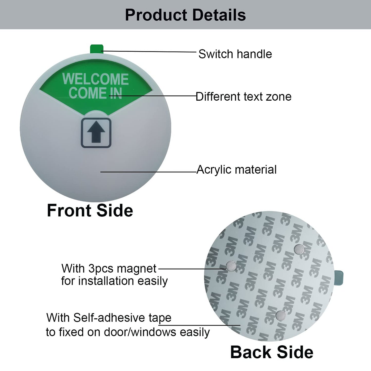 Privacy Sign,Out of Office Sign, Please Come In Sign, In a Meeting Sign, Office Sign, Conference Sign with Strong Adhesive Tape, 4 x 4 x 0.3 Inch Acrylic (White-6 Pack)