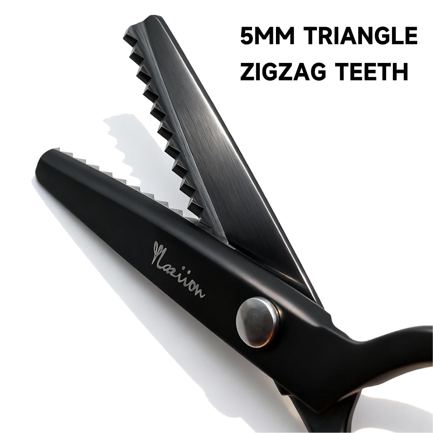 YLaziion 8-Inch Professional Pinking Shears for Fabric Cutting - 5mm Triangle Tooth Fabric Scissors - Black Titanium Coated Stainless Steel Zig Zag Scissors for Sewing, Quilting, Crafts & Dressmaking