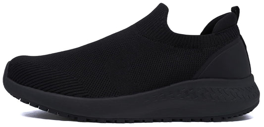AEHAO Women's Non Slip Work Shoes Food Service Waterproof Slip-Resistant Chef Shoe for Kitchen Restaurant Hospital Staff Walking Sneakers Easy-Clean Slip-On Design,Black 8