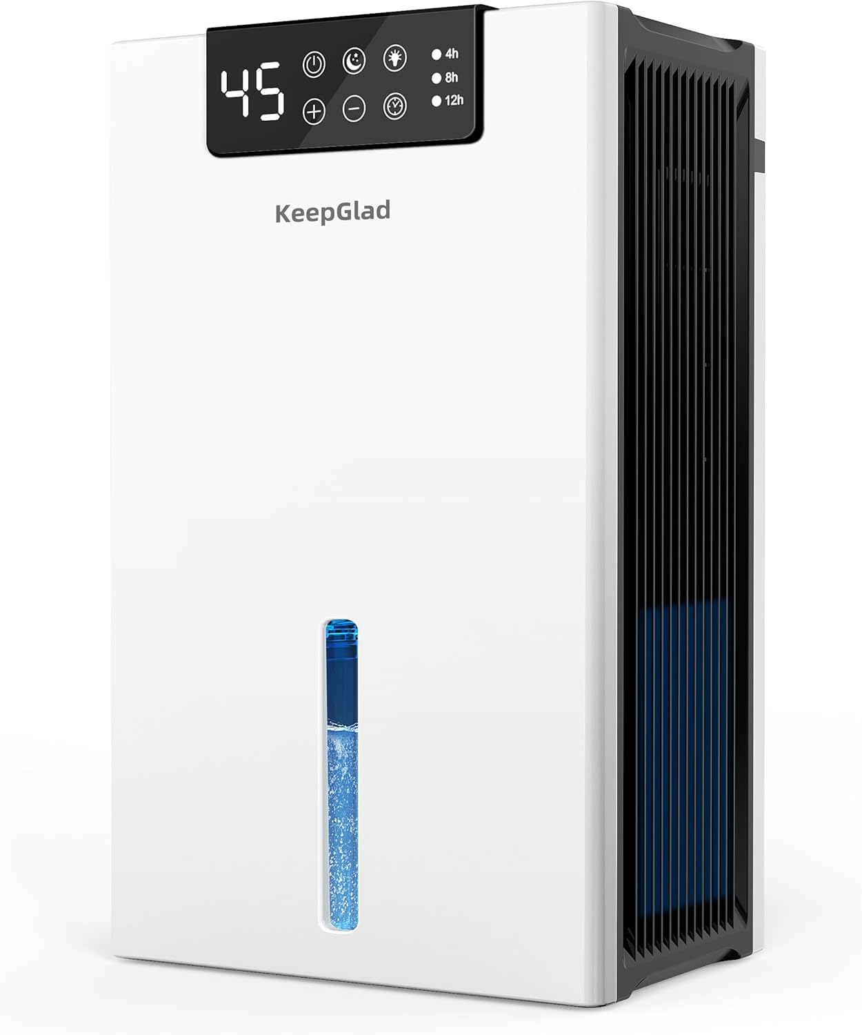 KeepGlad Dehumidifier, 98OZ Dehumidifiers for Home(1000sq.ft), Humidity Display Dehumidifier for Basement Bathroom Bedroom, Auto Shut Off, Washable Filter, Drain Hose, Timer, 7 Ambient Lights, white