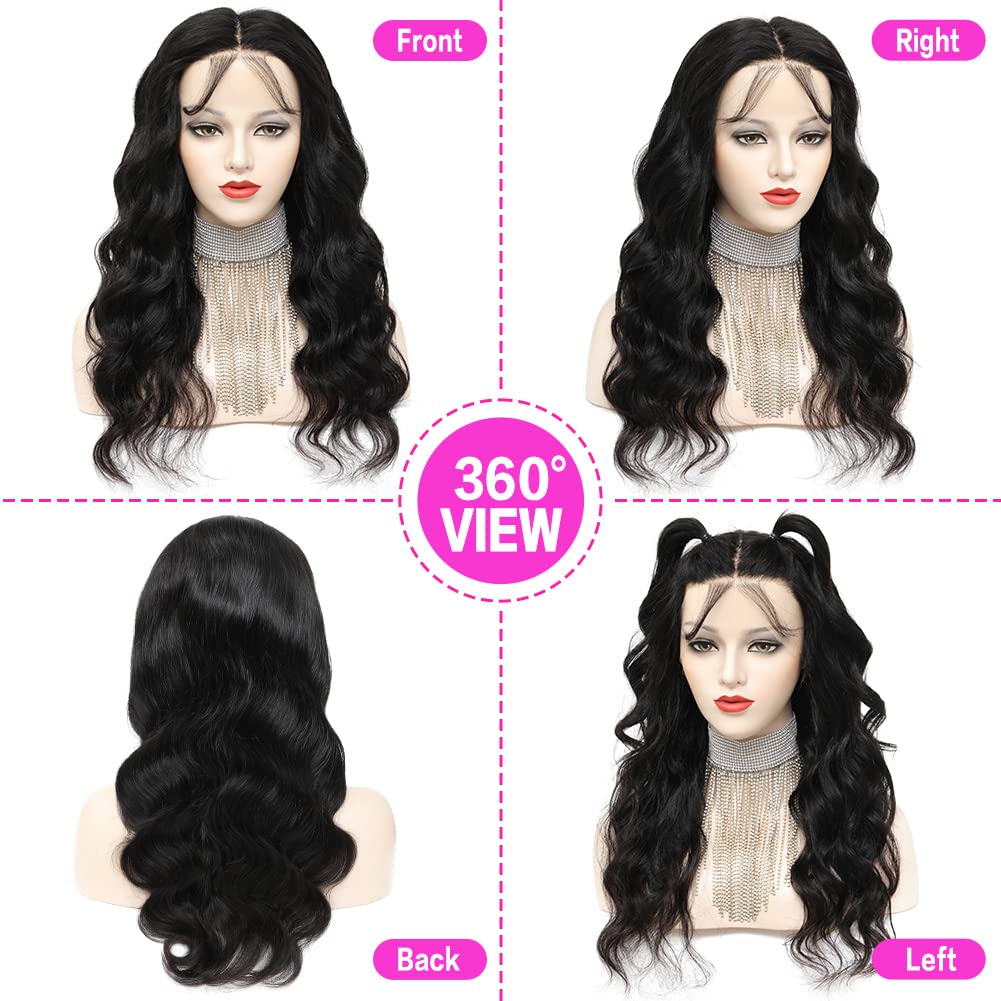 Yamikk 20inch 13x5 HD Lace Front Wigs Human Hair For Women 180% Density Body Wave Frontal Wigs Human Hair Pre Plucked Brazilian Lace Front Wigs