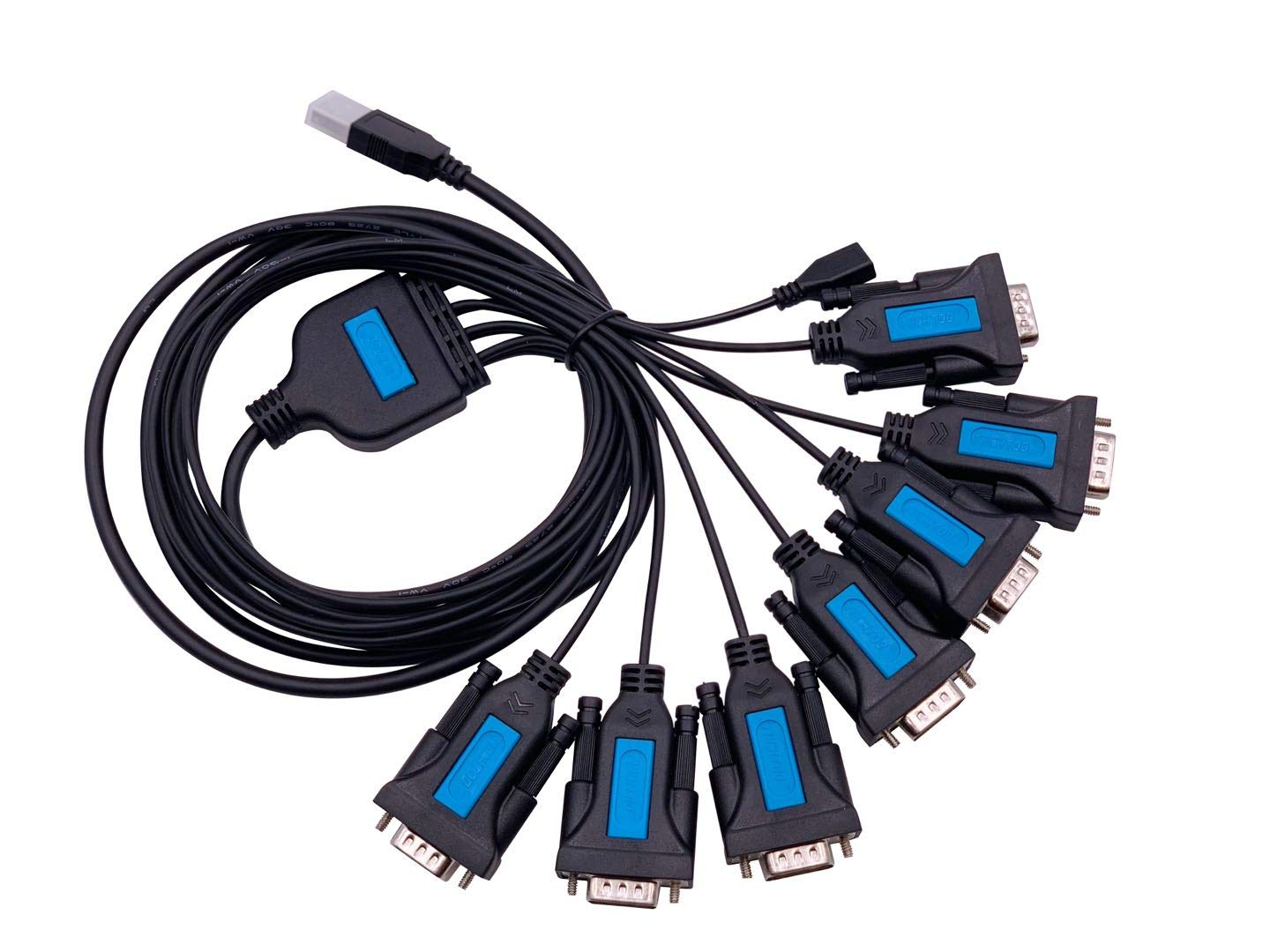 TECHTOO 7 Port Professional Prolific CHIP USB to Serial RS232 DB9 Adapter Converter Serial Cable 9-Pin Male to Male with Thumbscrews (W/Thumbscrews, 7 RS232 Port)