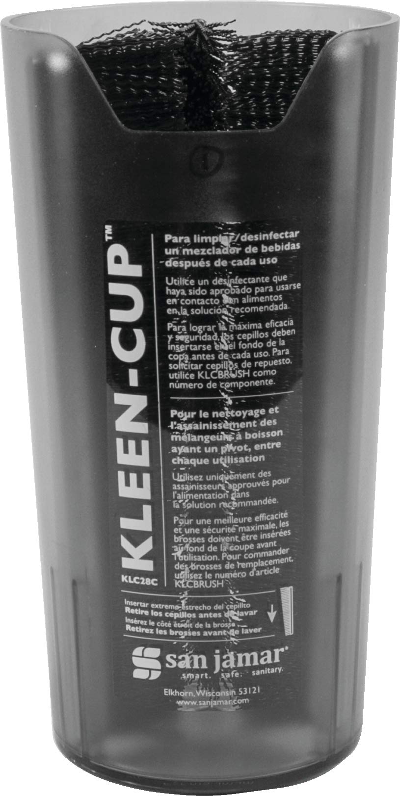 San Jamar KLC28C Kleen Spindle Mixer Sanitizing Cup, 4" Diameter x 7-3/4" Height