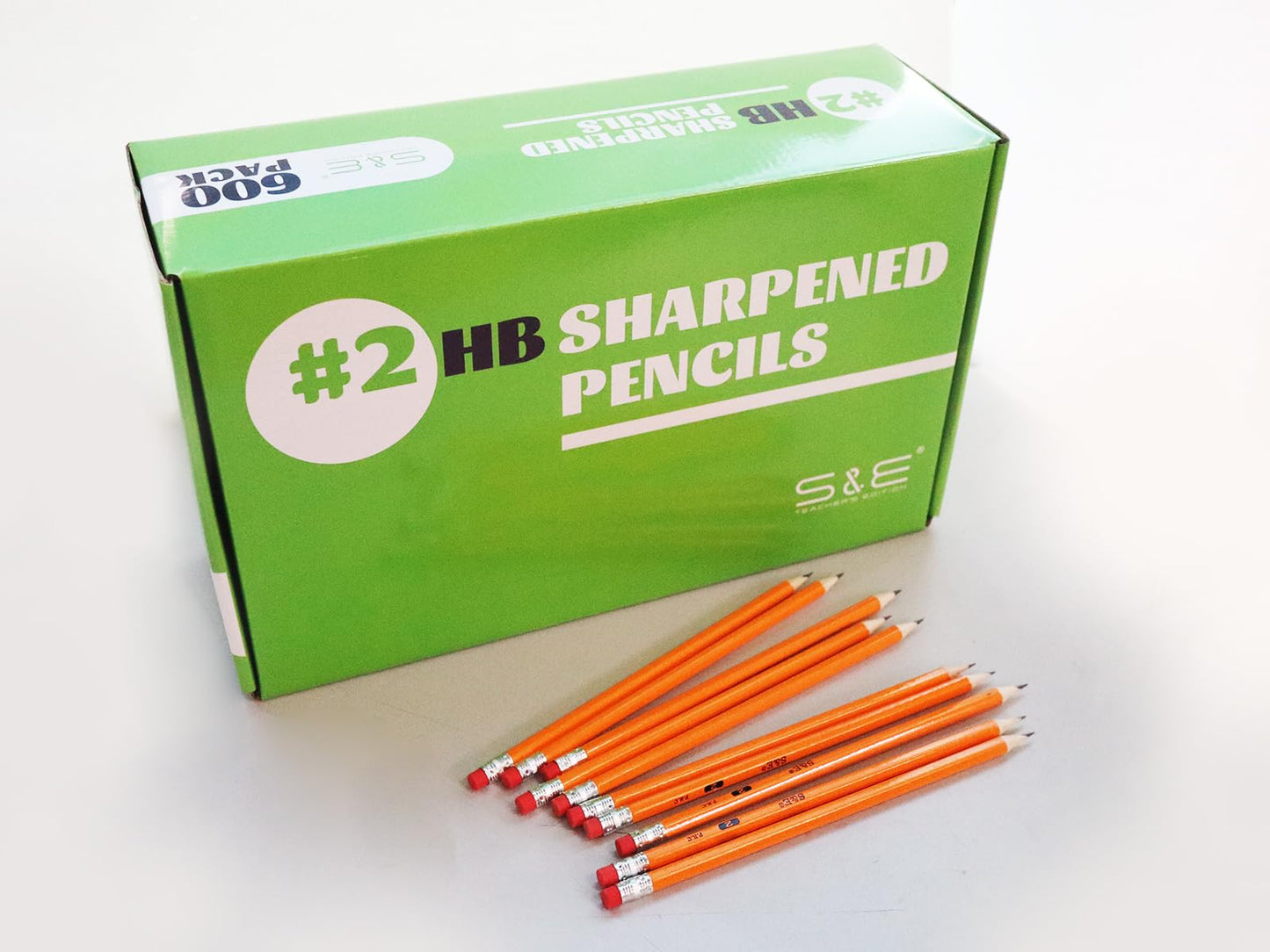 S & E TEACHER'S EDITION 600 Pack Pre-sharpened #2 Pencils with Erasers – Bulk Yellow Woodcase HB Lead Pencils for Classrooms, Standardized Tests, Offices & Back to School – No.2 Pencil Value Box