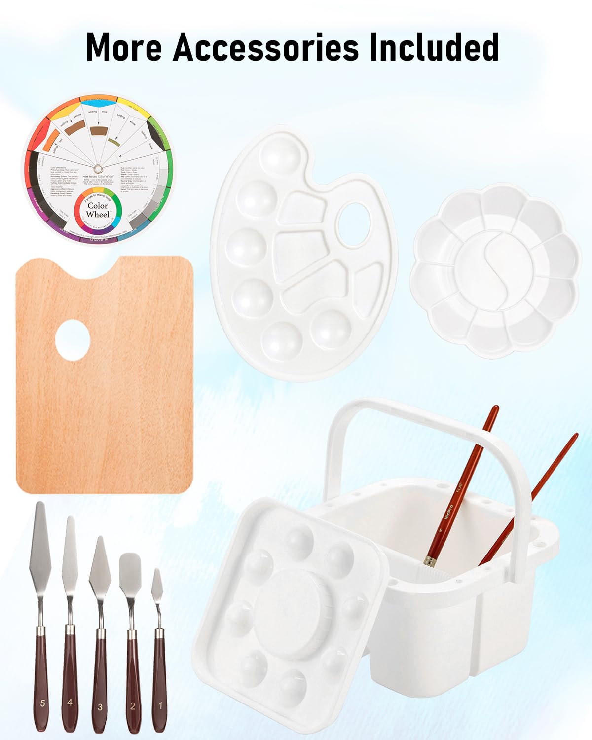 Nicpro 158PCS Deluxe Art Painting Kit with Metal and Solid Beech Wood Art Easel, Acrylic, Oil & Water Colour Paint Set, Paint Brushes, Canvas, Palette, Paper Pad, Professional Art Painting Supplies for Adults Artist