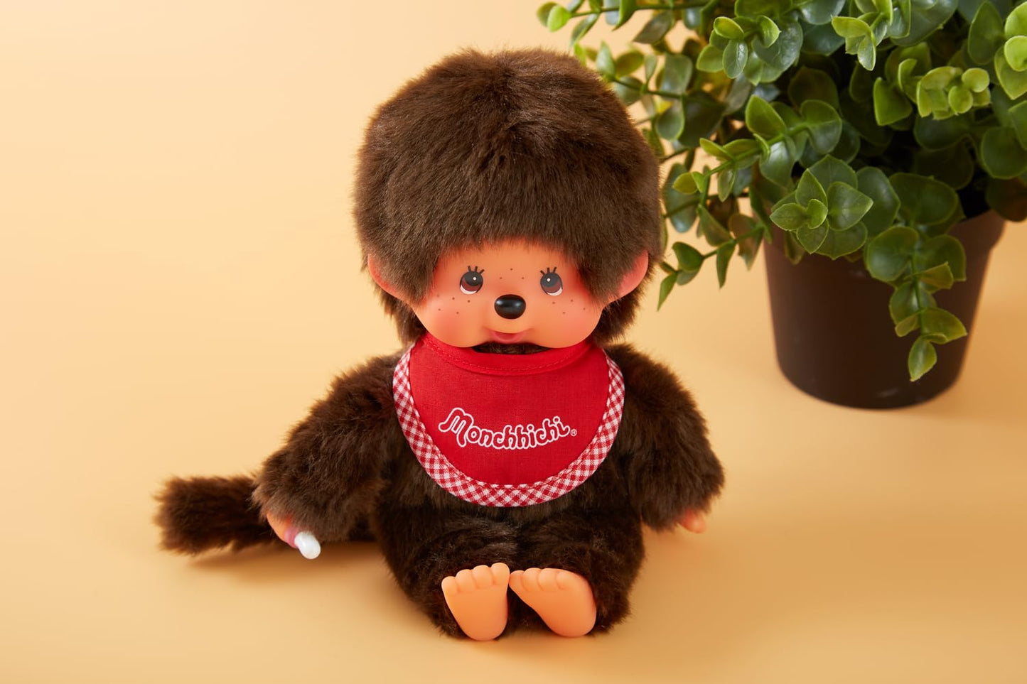 Monchhichi Boy with Red Bib - Stuffed Animal by Schylling (255010)