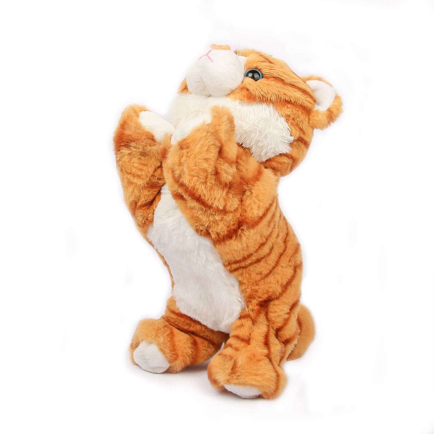 Smalody Plush Cat Walking Pet Sound Control Electronic Cat Interactive Toys Electronic Pets Robot Cat Stand Walk Electronic Toys Best Gift for Kids Children(Yellow)
