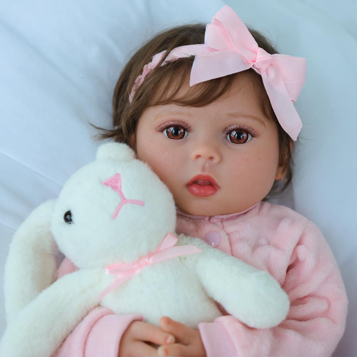 SCOM Realistic Reborn Baby Dolls - 18 Inch Real Life Baby Girl, Toddler Doll with Full Body Vinyl, Newborn Lifelike Weighted Doll for Ages 3+ Gift