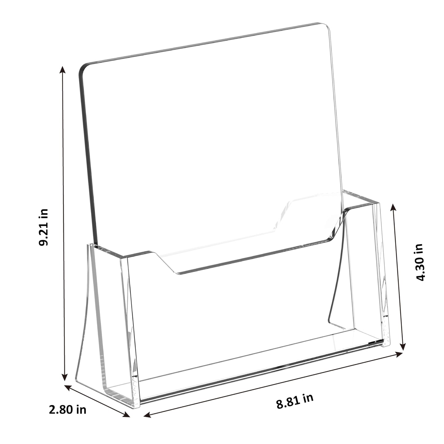 SUNQEBO Acrylic Brochure Holder 8.5 x 11 inch 4 Pack, Clear Acrylic Plastic Flyer Holders for Literature Magazine Pamphlet Booklet Menu Journals Display Stand Desk Holder Countertop Organizer
