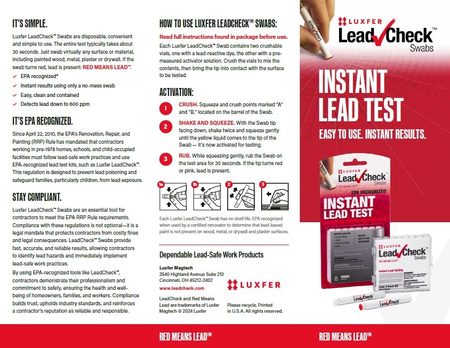 LeadCheck Swabs, Instant Lead Test, 6-Pack of 8-Pack Crystal Case