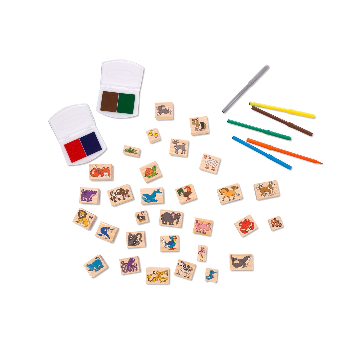 Melissa & Doug Deluxe Wooden Stamp Set-Animals