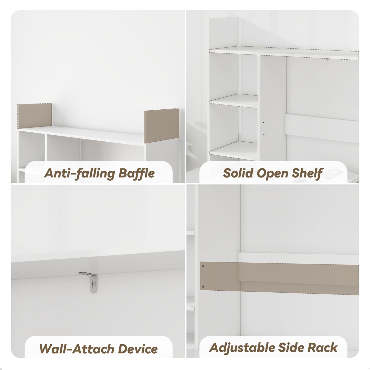 FTZxHKLX Desk Shelf, 37.4’’ Wooden Desktop Organizer Shelf, 3 Tier Desk Display Rack, Desk Hutch with 3 Shelves for Computer Monitor, Multipurpose Desktop Bookshelf for Home Office Dorm, White