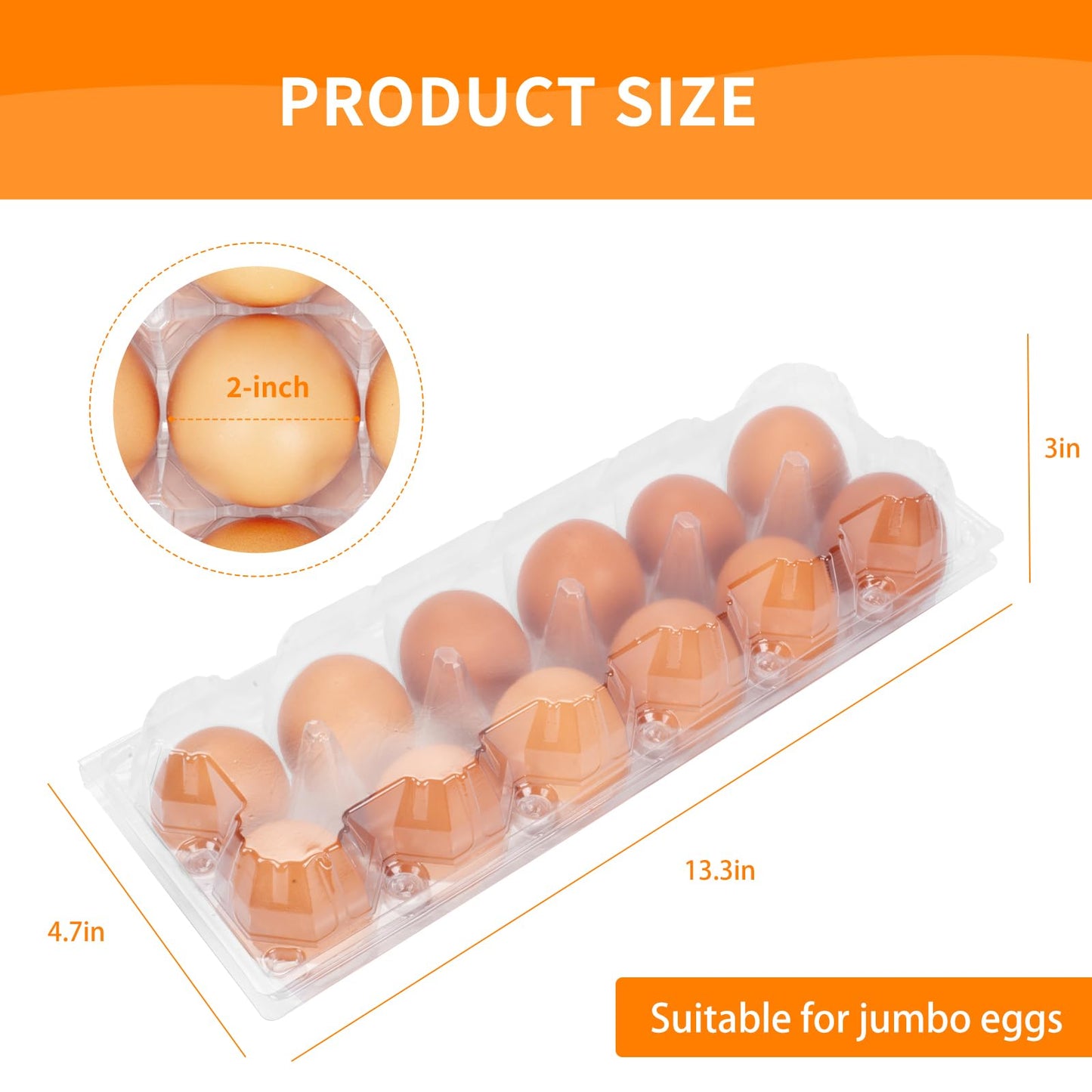 GRRONZEE 60Pack Jumbo Egg Cartons Duck Egg Cartons Extra Large Egg Containers XL Egg Tray Holders for Home Ranch Chicken Farm, Commercial Business Market Display, 2x6 Grids