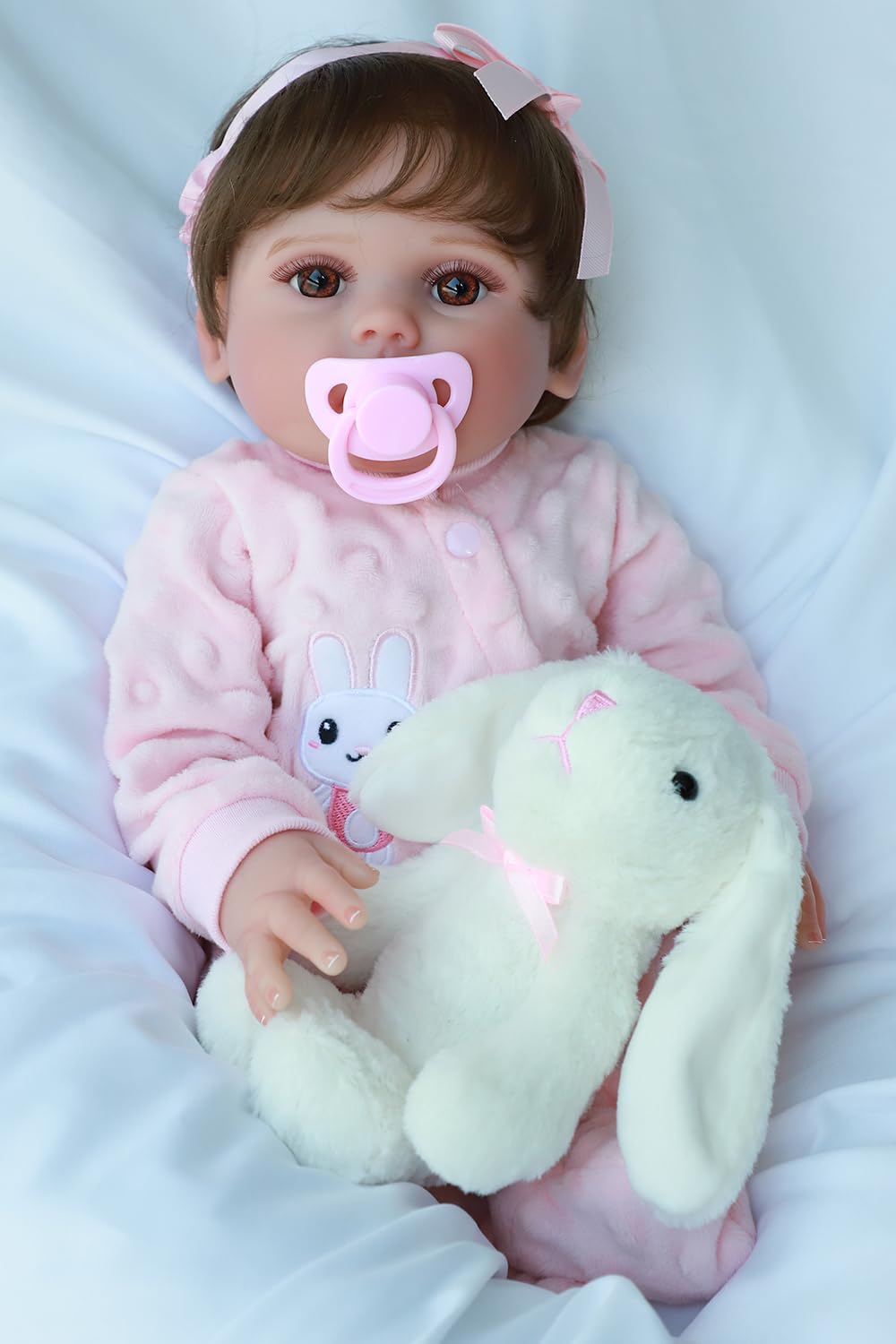SCOM Realistic Reborn Baby Dolls - 18 Inch Real Life Baby Girl, Toddler Doll with Full Body Vinyl, Newborn Lifelike Weighted Doll for Ages 3+ Gift