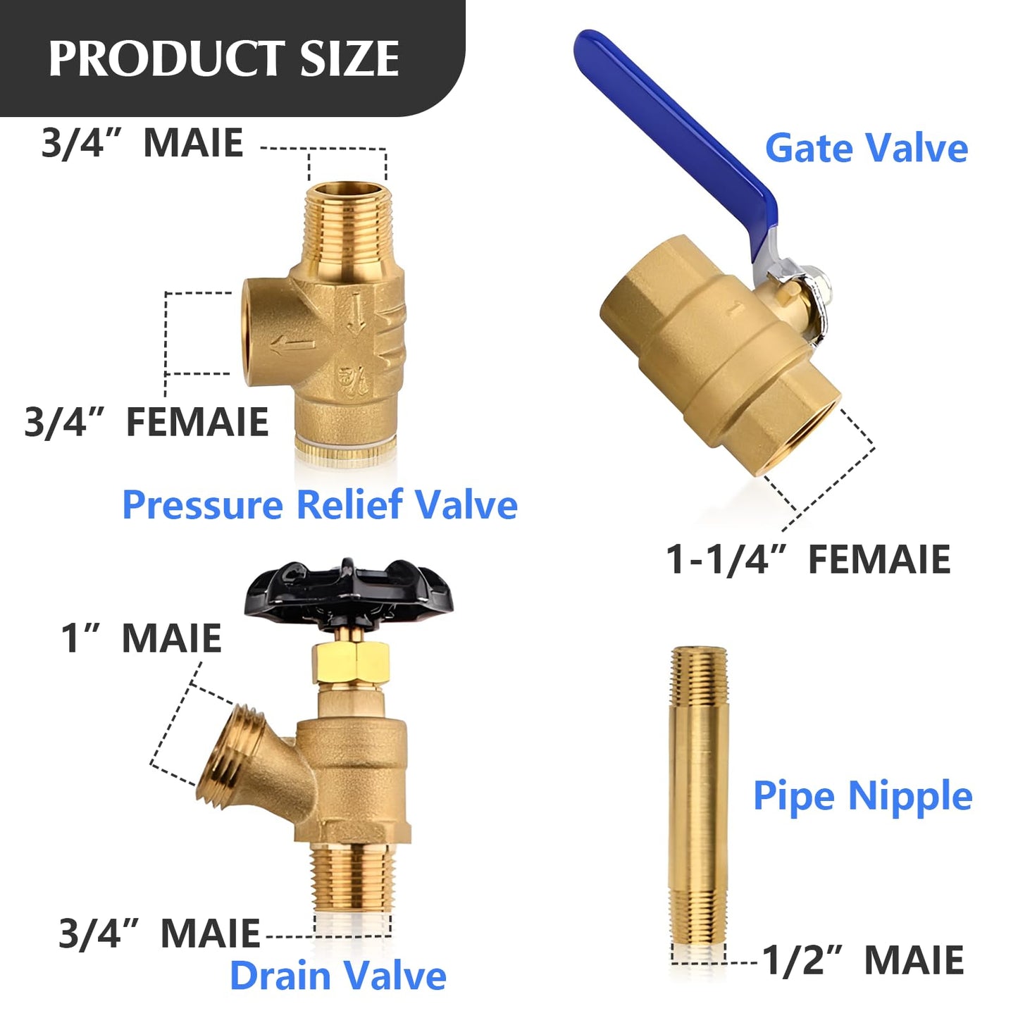 Pressure Tank Tee Kit 1"x 11" with 40-60psi Well Pressure Switch and Pressure Gauge Water Pressure Tank Kit, Brass, fit Most Tanks with Diameters up to 16"