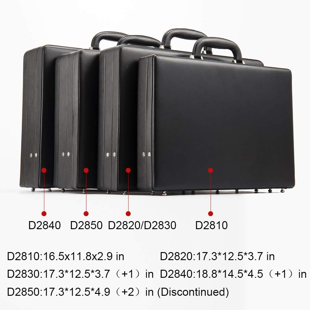 YUEMAI Hard Attache Briefcases for Men & Women/Bonded Leather Slim Hard-Sided Laptop Cases with Combination Locks - Black