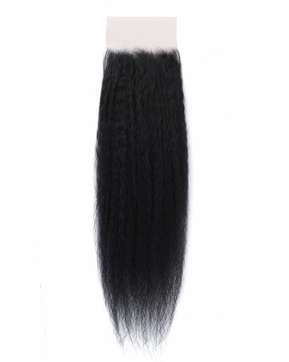 Kerriana 20 Inch Lace Closure Human Hair Kinky Straight Transparent Yaki 4 by 4 Closure For Women Natural Black Color