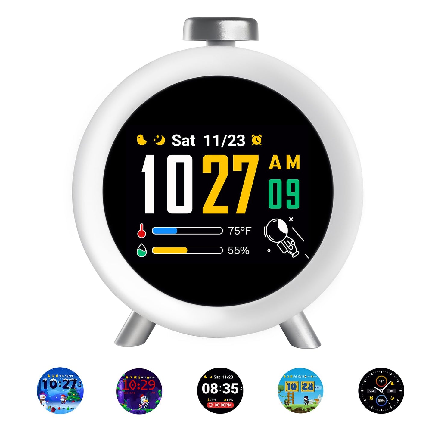 Dekala ChronoSense Alarm Clock for Bedroom Temperature Humidity, 7-Day Programmable 4 Alarms, 100dB Loud Gradual Alarm Clock Heavy Sleeper, IPS Screen Animation, Hourly Chime
