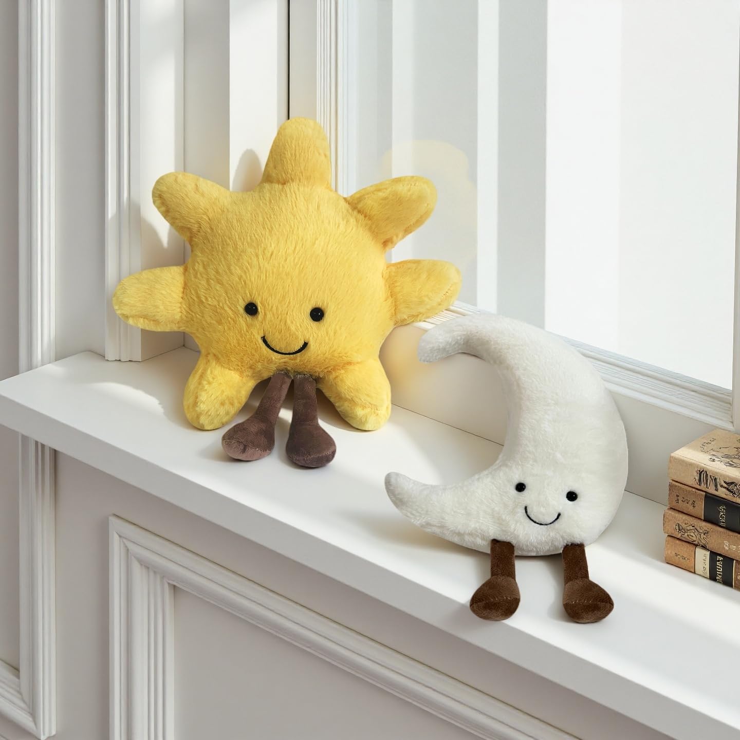 New Moon Sunshine Plush Toy Cute Smile Fun Filled Animal Pillow Soft Plush Toy for Children's Birthday Gift (Sun+Moon)