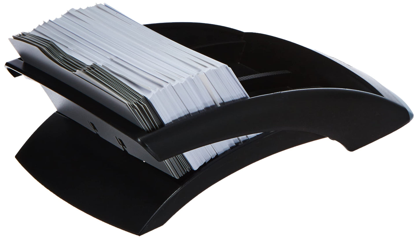 Durable Telindex Desk Address Card Holder - Includes 500 Pockets for Business Cards - Includes A-Z Index - Made from Black Plastic