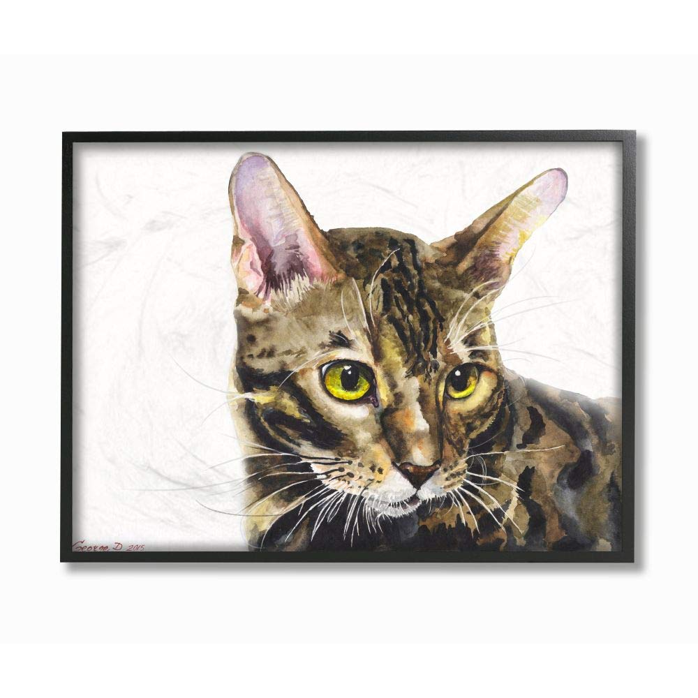 Stupell Industries Cute Cat Pet Animal Watercolor Painting Prints, 16 x 20, Multi-Color