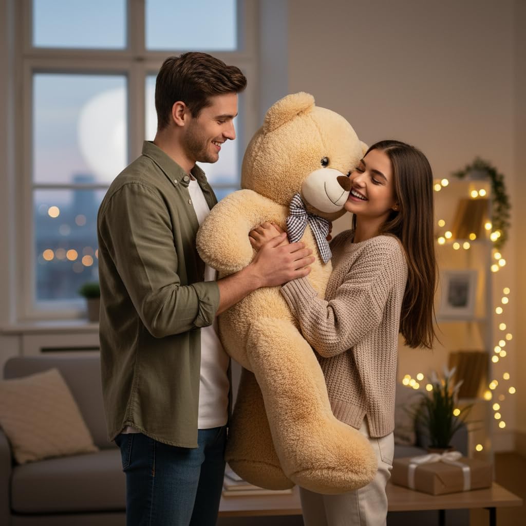 MorisMos Giant Teddy Bear Plush, Big Teddy Bear Stuffed Animals for Kids, Large Brown Bear for Girlfriend Christmas Valentine's Day, 47 Inches