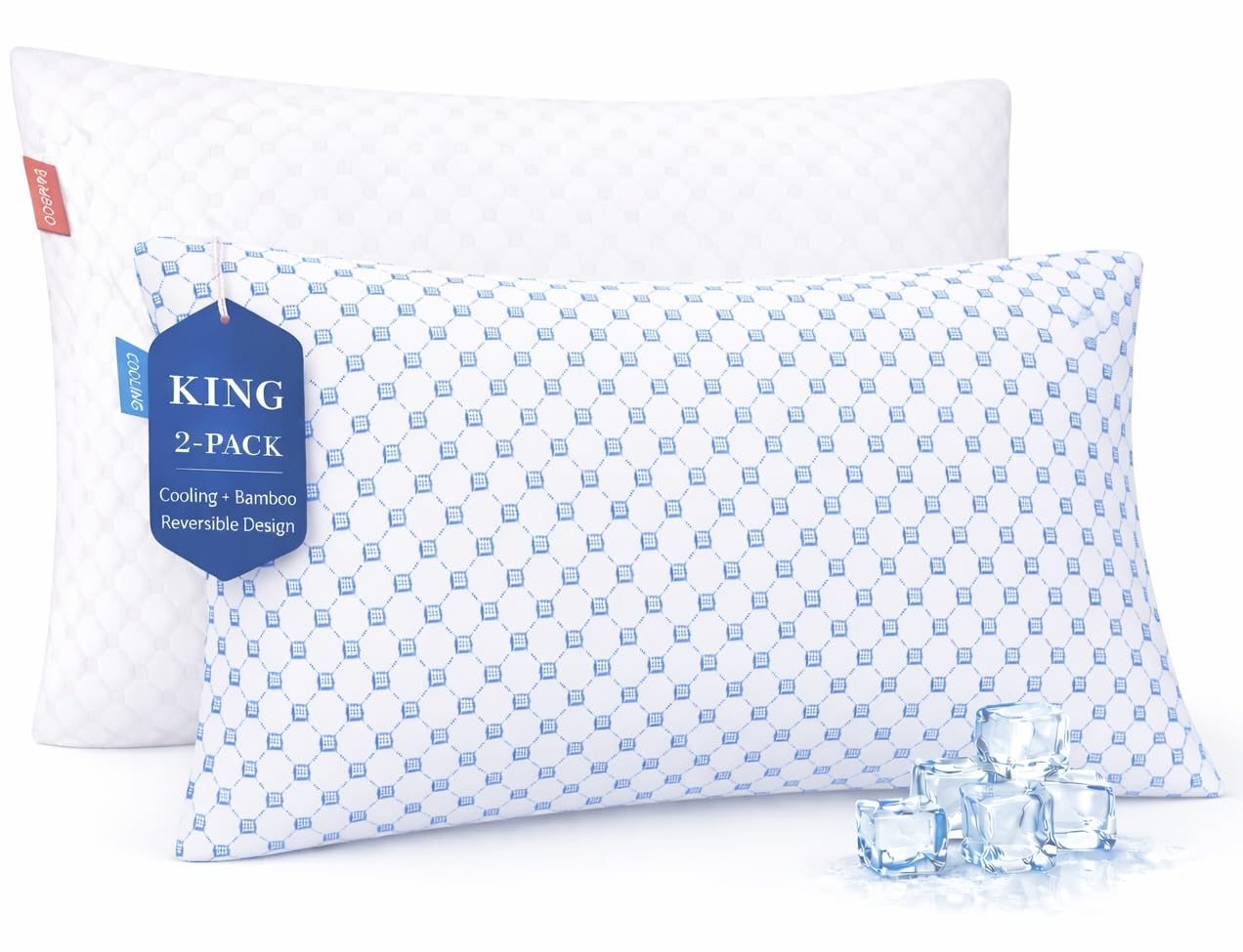 Nestl King Size Cooling Pillow for Sleeping 2 Pack, Luxury Shredded Memory Foam King Pillow Set of 2, Adjustable Cold Gel Pillows for Hot Sleepers Supportive Cool Pillow for Side Back Stomach Sleepers