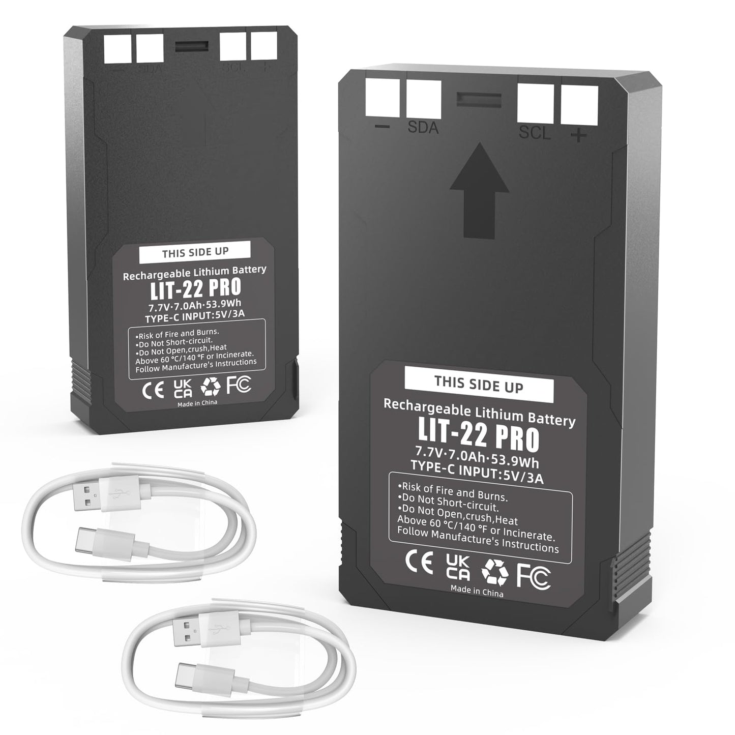 2 Pack Upgrade 7000mAh Lit-22 Rechargeable Lithium Battery for SPYPOINT Cellular Trail Cameras Flex-M, Flex-S, Flex-Plus, Flex-G36 with Type-C Charging Cable